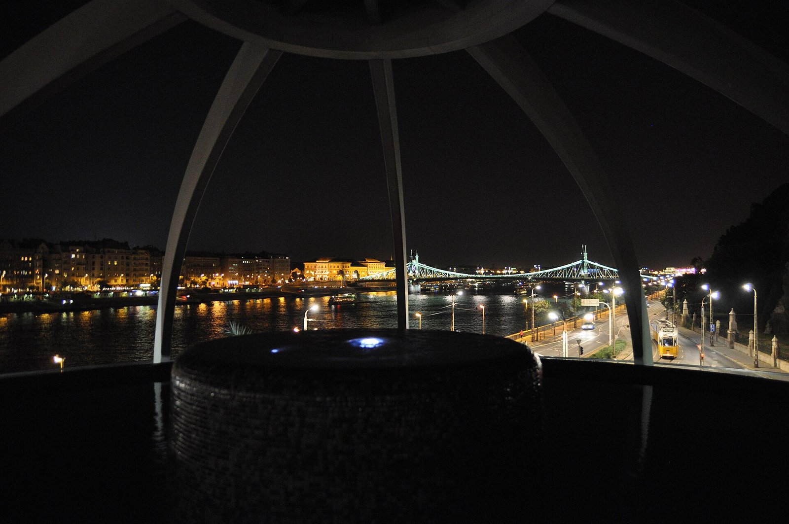 Rooftop panorama pool at Rudas Bath overlooking the Danube in Budapest