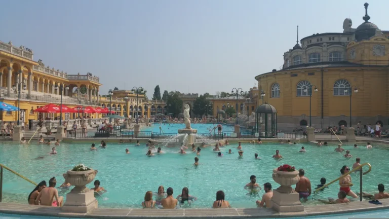 Széchenyi Baths outdoor thermal pool in City Park, Budapest